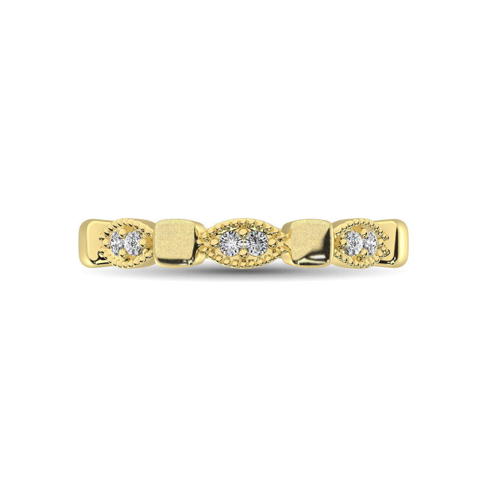 14K Yellow Gold 1/10 Ct.Tw. Diamond Stackable Band - thediamondsq