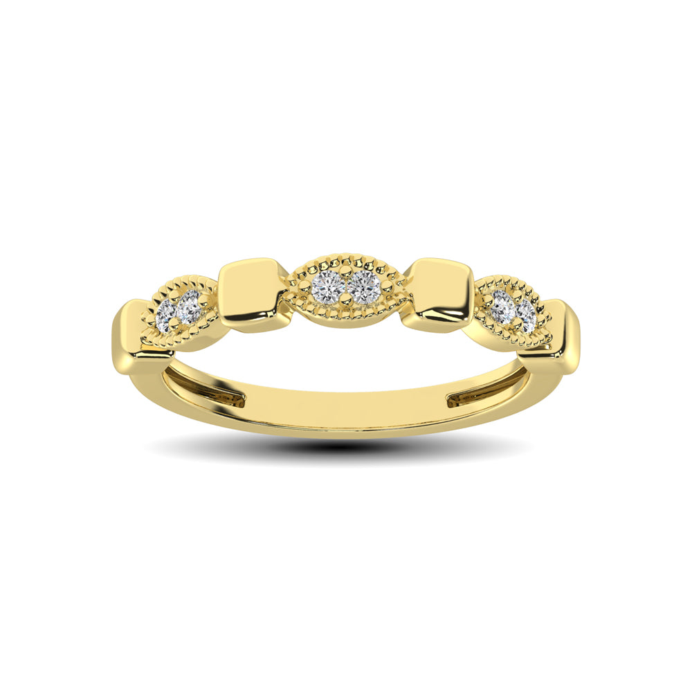 14K Yellow Gold 1/10 Ct.Tw. Diamond Stackable Band - thediamondsq