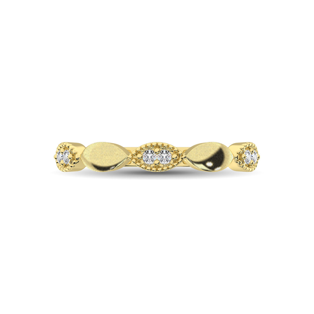 14K Yellow Gold 1/10 Ct.Tw. Diamond Marquise Shape Stackable Band - thediamondsq