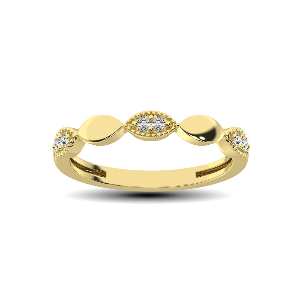 14K Yellow Gold 1/10 Ct.Tw. Diamond Marquise Shape Stackable Band - thediamondsq