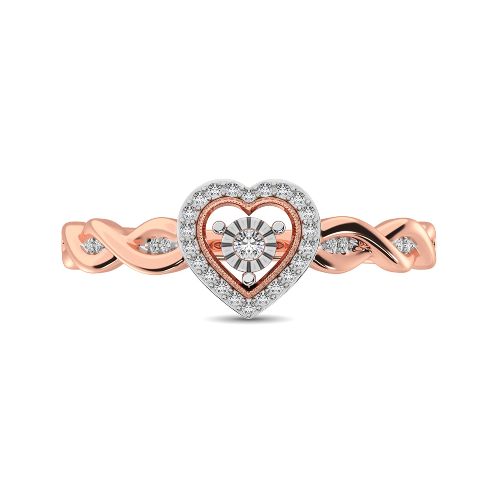 10K Rose Gold Diamond 1/10 Ct.Tw. Heart Ring