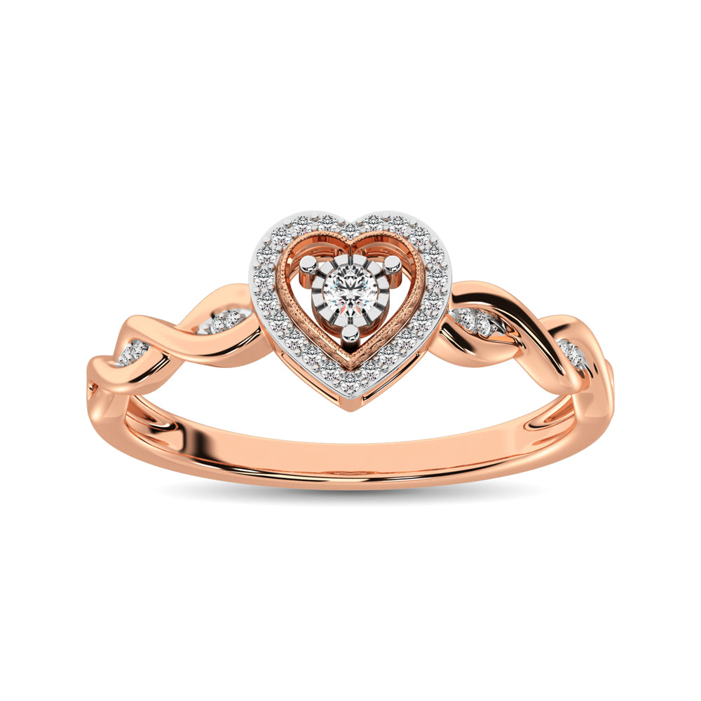 10K Rose Gold Diamond 1/10 Ct.Tw. Heart Ring