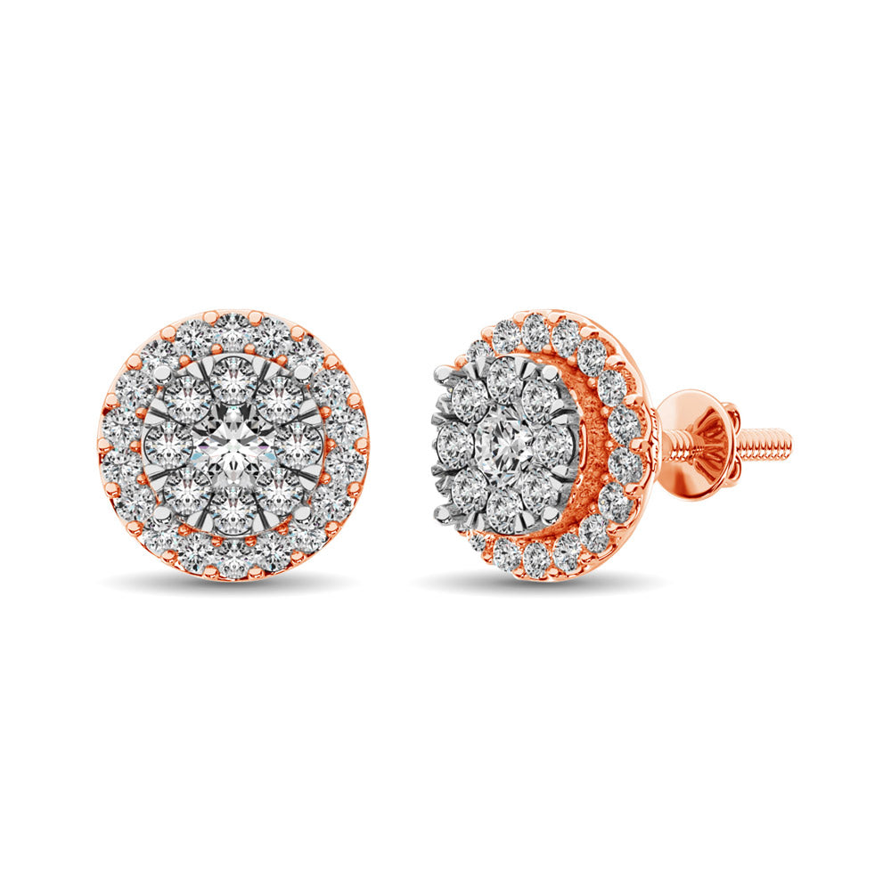 Diamond Stud earrings 3/4 ct tw in 14K Rose Gold