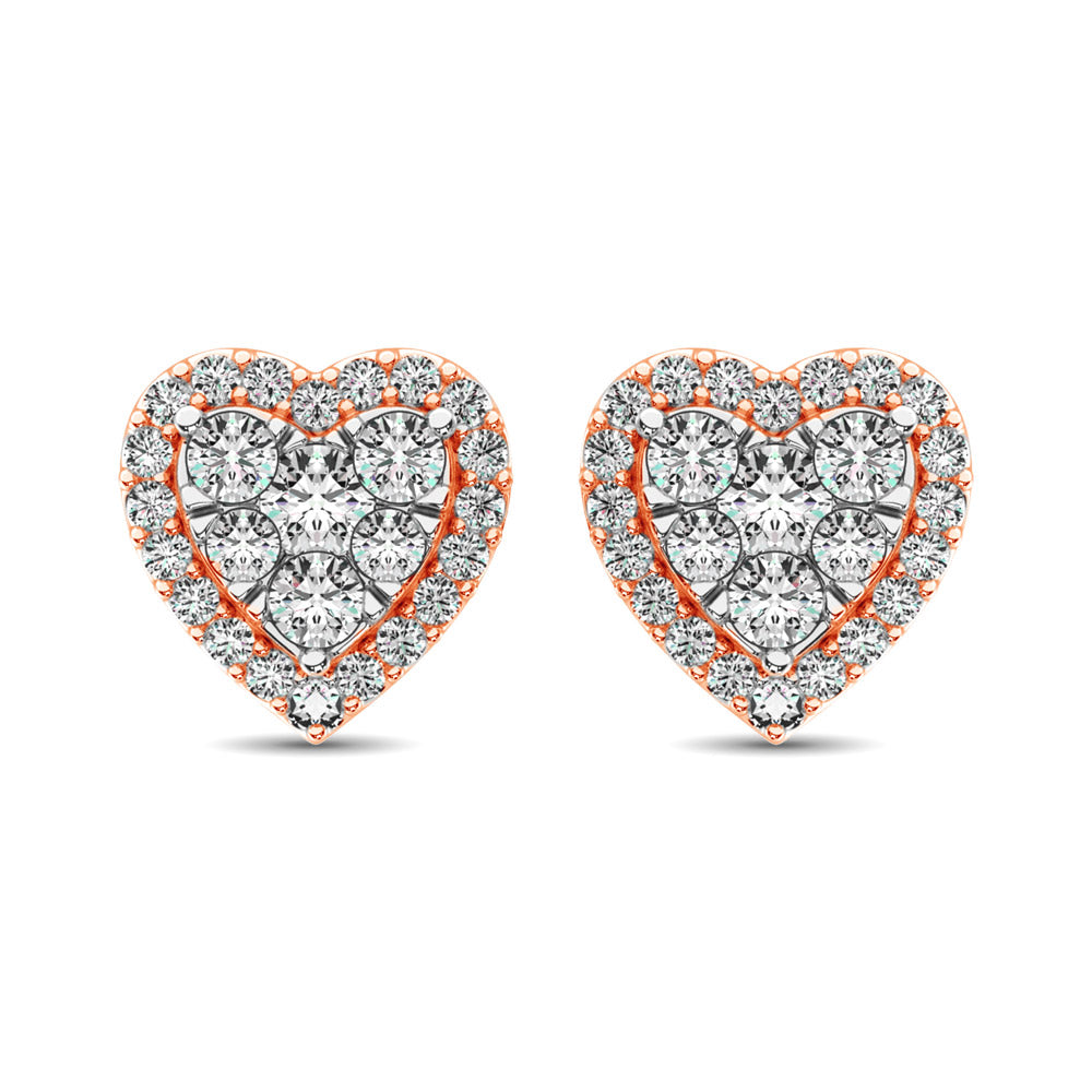 Diamond 3/4 ct tw Heart Earrings  in 14K Rose Gold