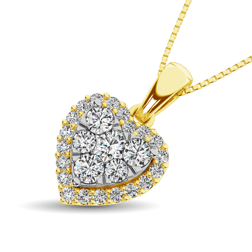 Diamond Fashion Pendant 1/2 ct tw Round Cut in 14K Yellow Gold