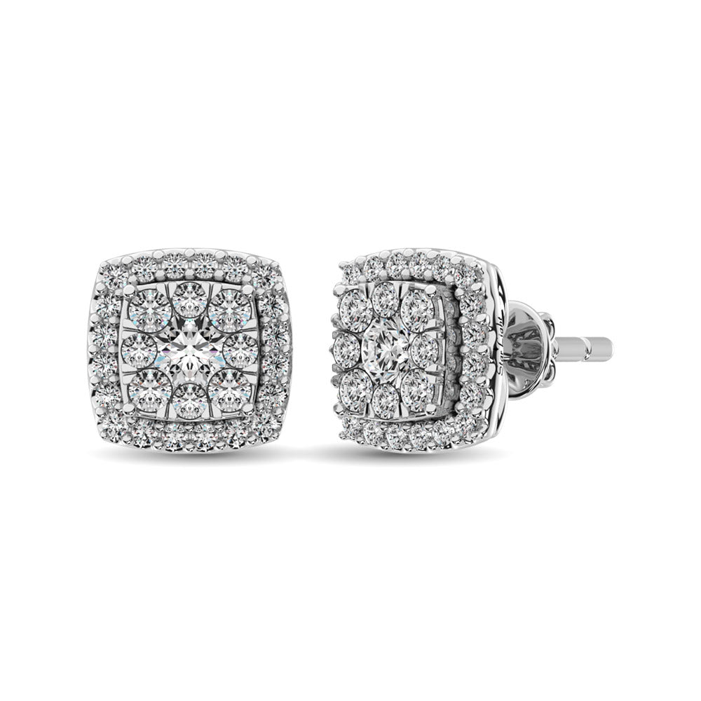 Diamond Stud earrings 3/4 ct tw in 14K White Gold