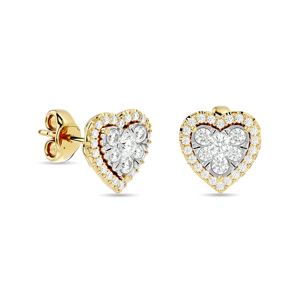 Diamond 1 Ct.Tw. Heart Fashion Earrings in 14K Yellow Gold