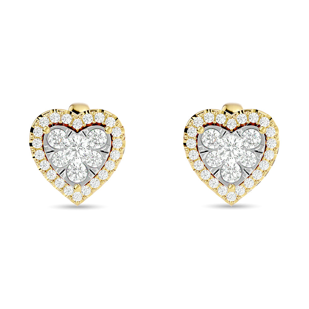 Diamond 1 Ct.Tw. Heart Fashion Earrings in 14K Yellow Gold