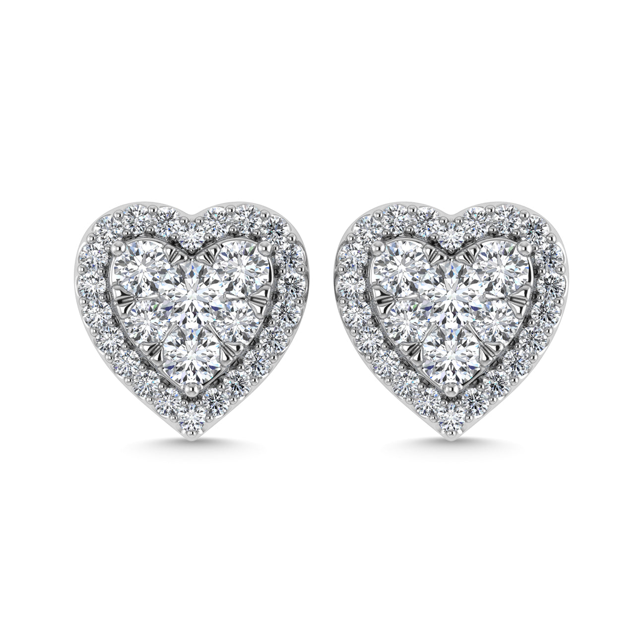 Diamond 2 Ct.Tw. Heart Earrings in 14K White Gold