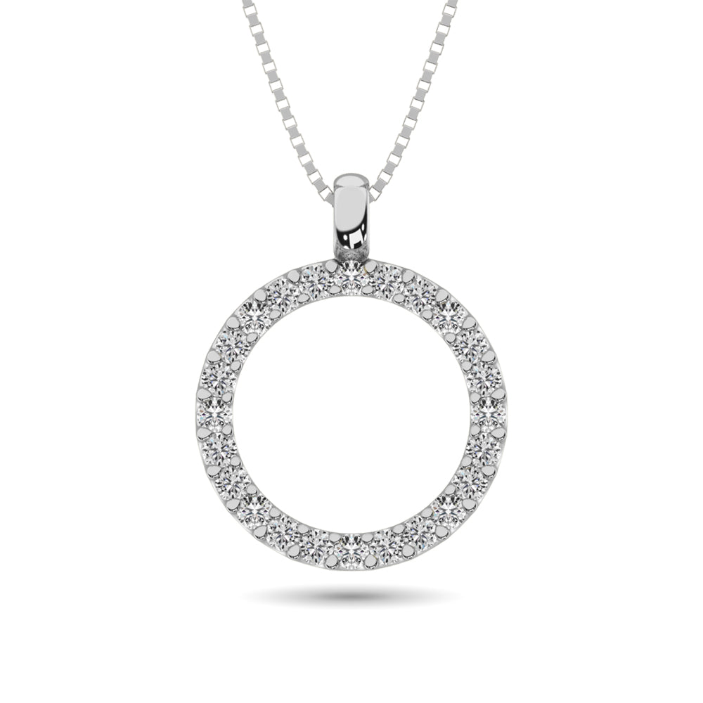 Diamond Circle Pendant 1/4 ct tw in 14K White Gold