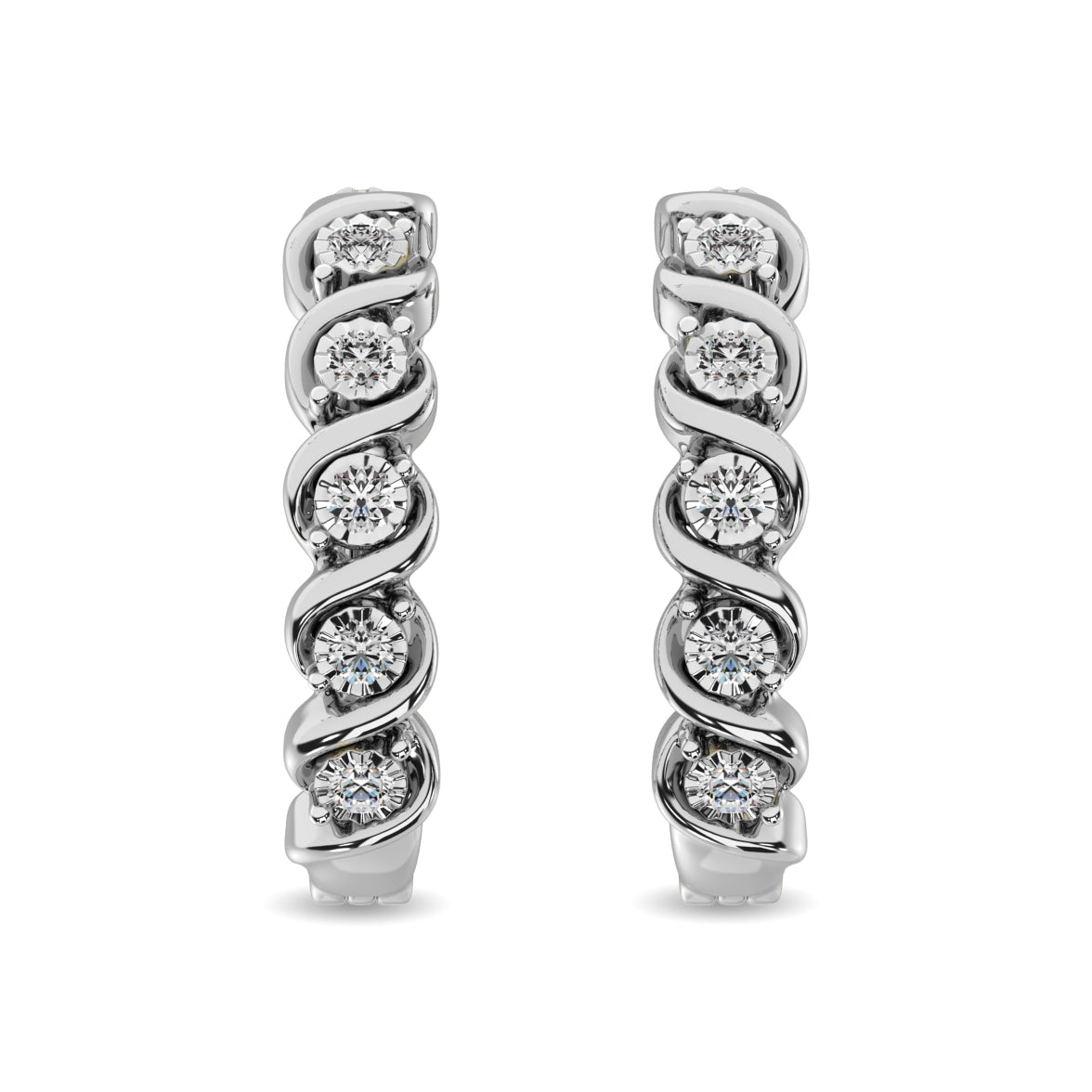 Diamond Hoop Earrings 1/10 ct tw in Sterling Silver