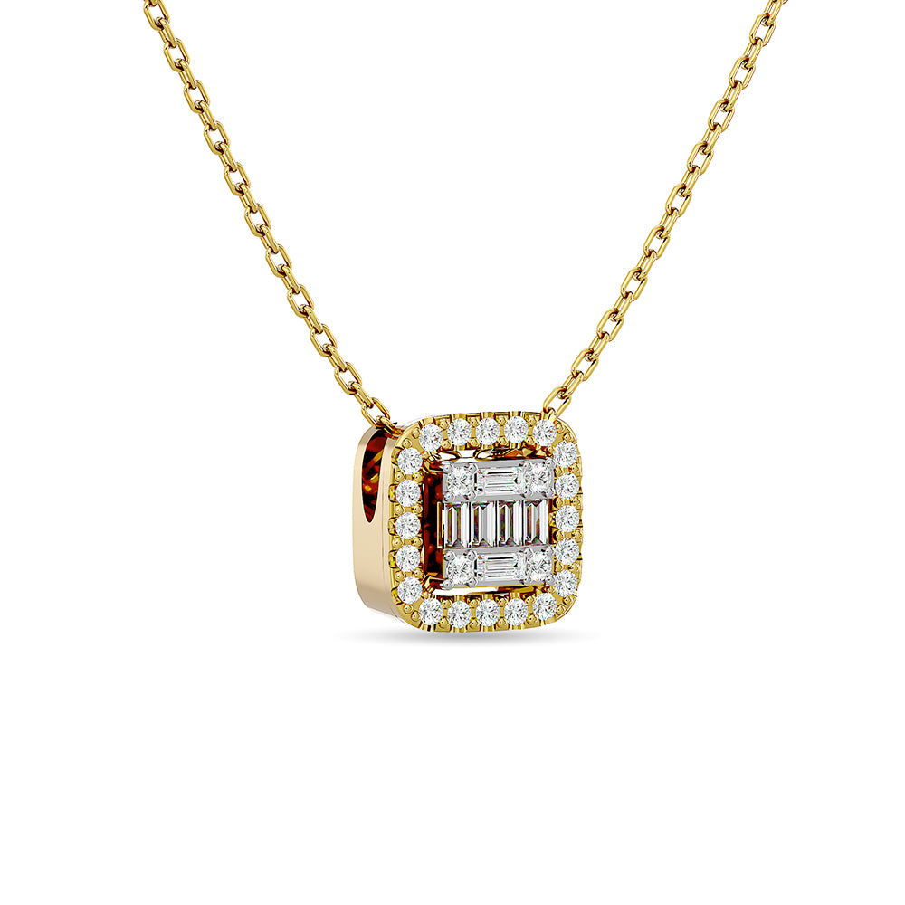 Diamond 1/4 Ct.Tw. Round and Baguette Fashion Pendant in 14K Yellow Gold