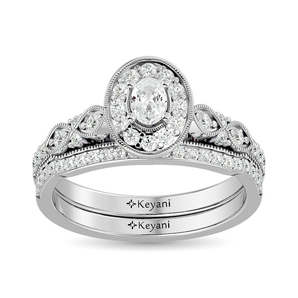 Diamond 5/8 Ct.Tw. Oval Cut Bridal Ring in 14K White Gold