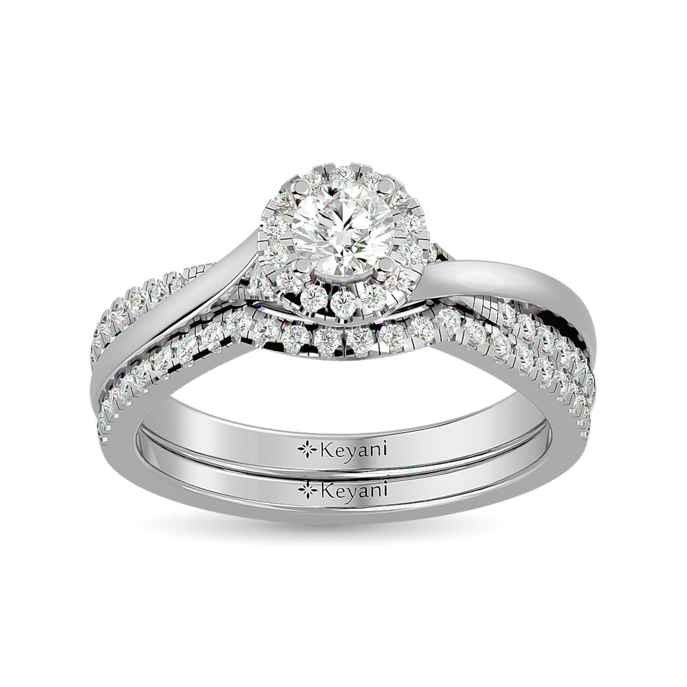 Diamond 5/8 Ct.Tw. Round Cut Bridal Ring in 14K White Gold