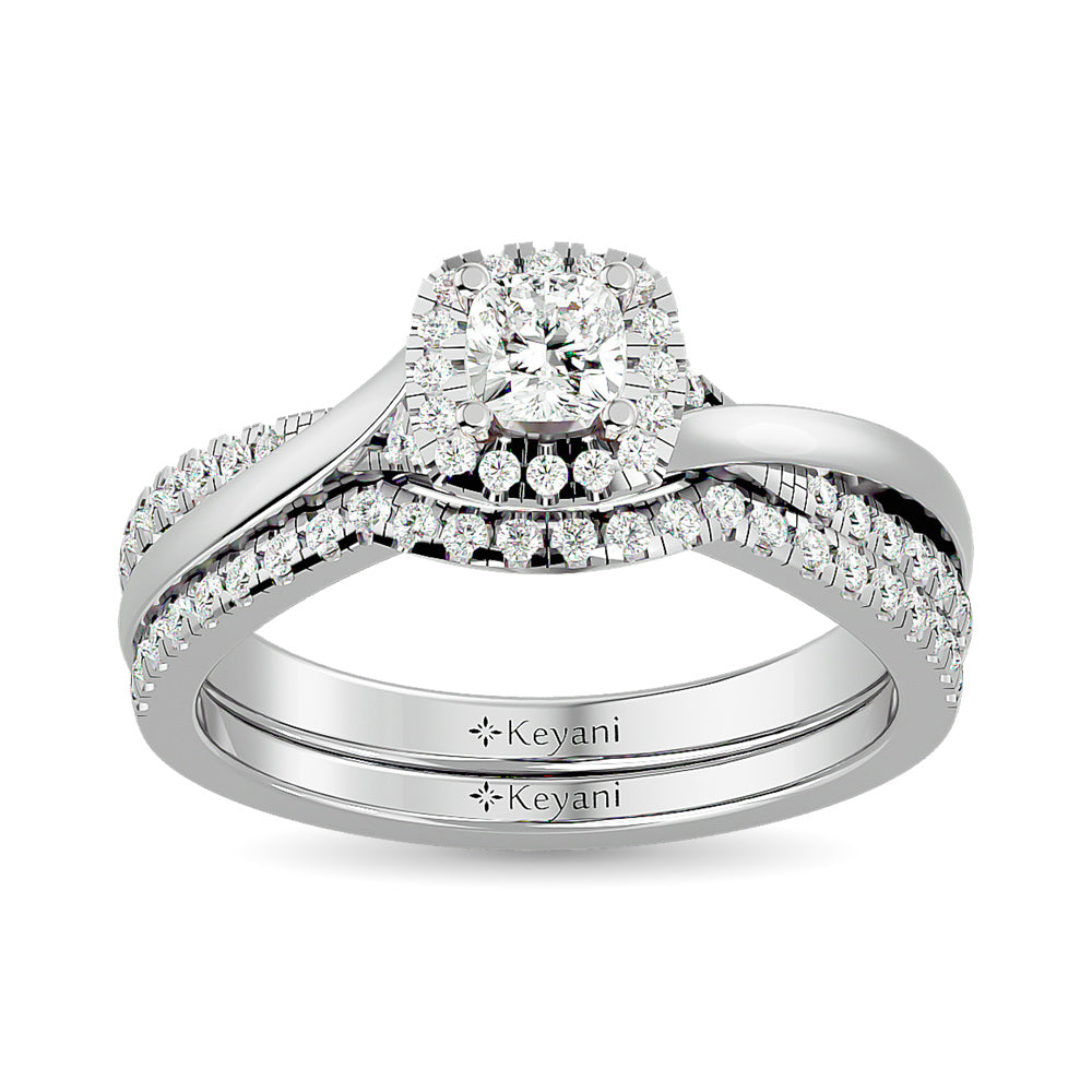 Diamond 5/8 Ct.Tw. Oval Cut Bridal Ring in 14K White Gold