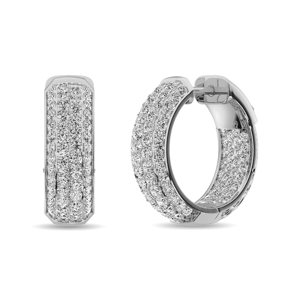 Diamond 2 1/8 ct tw Hoop Earrings in 14K White Gold