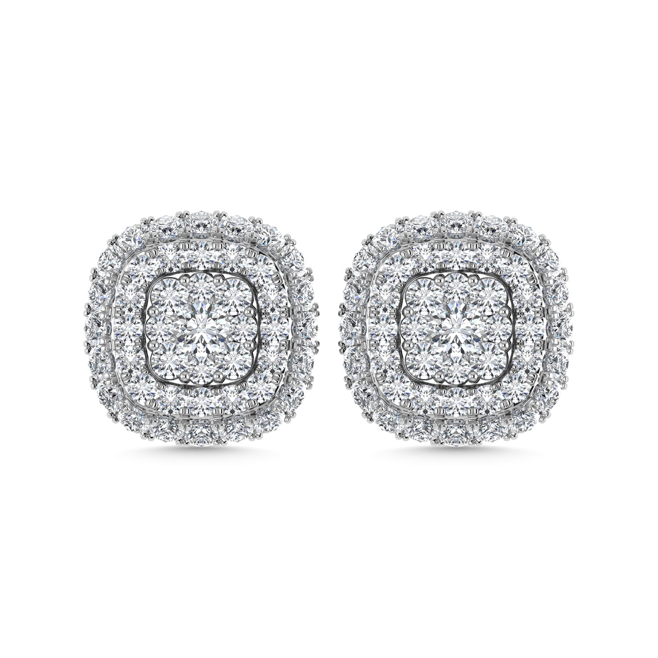 Diamond 5/8 Ct.Tw. Cluster Fashion Earrings in 14K White Gold