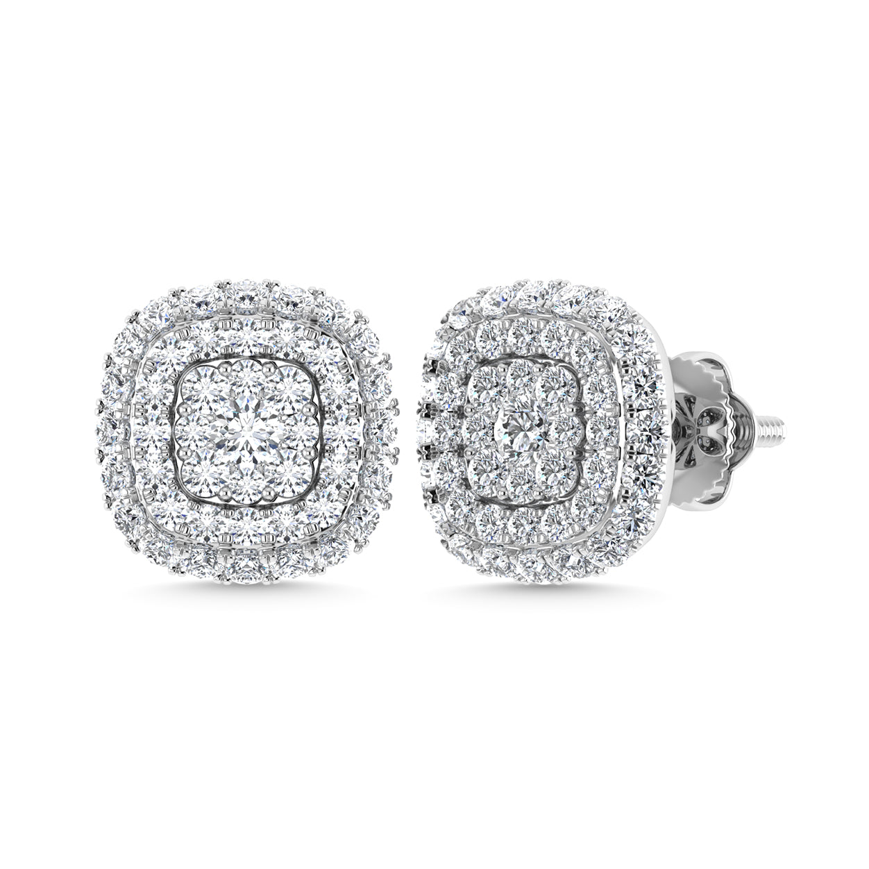 Diamond 5/8 Ct.Tw. Cluster Fashion Earrings in 14K White Gold