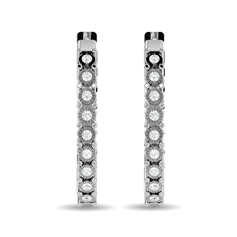 Diamond 7/8 ct tw Hoop Earrings in 10K White Gold