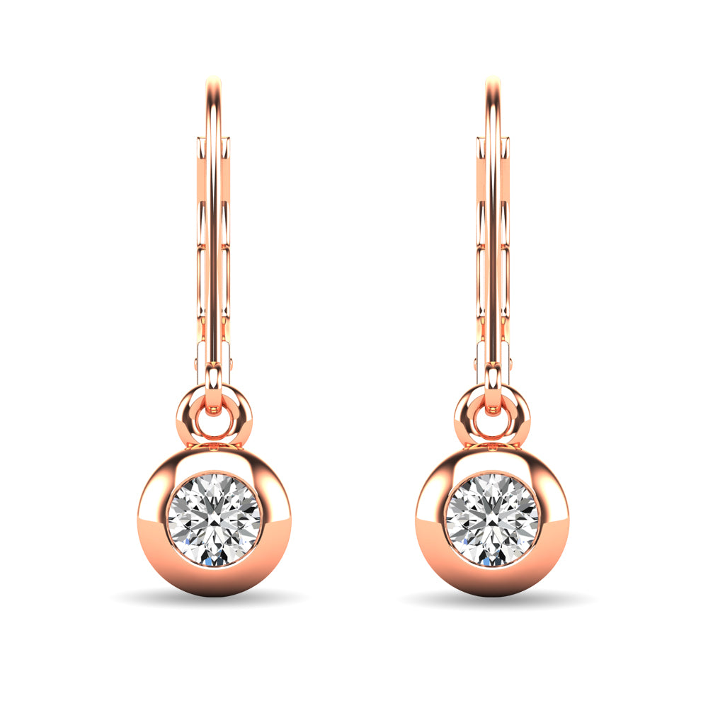 Diamond 1/10 ct tw Bezel Set Earrings in 10K Rose Gold