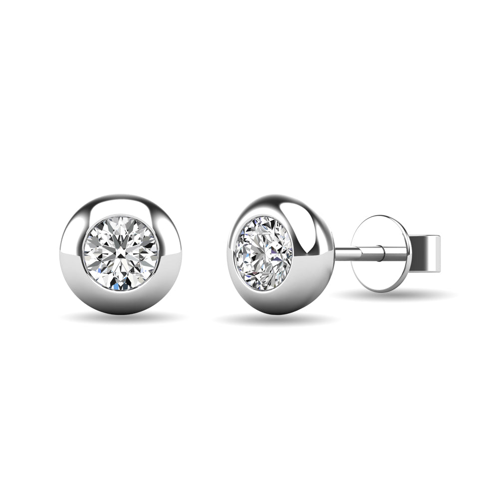 Diamond 1/10 ct tw Bezel Set Earrings in 10K White Gold