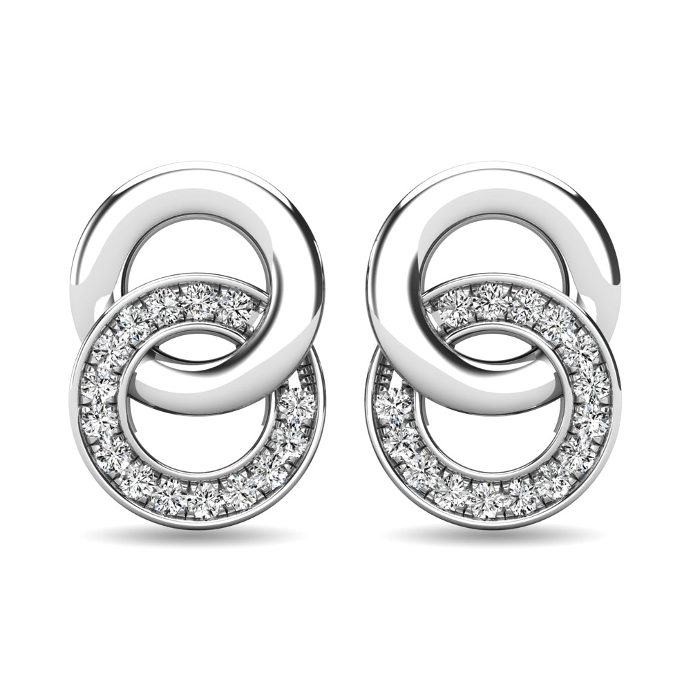 Diamond 1/10 ct tw Circle Earrings in 10K White Gold