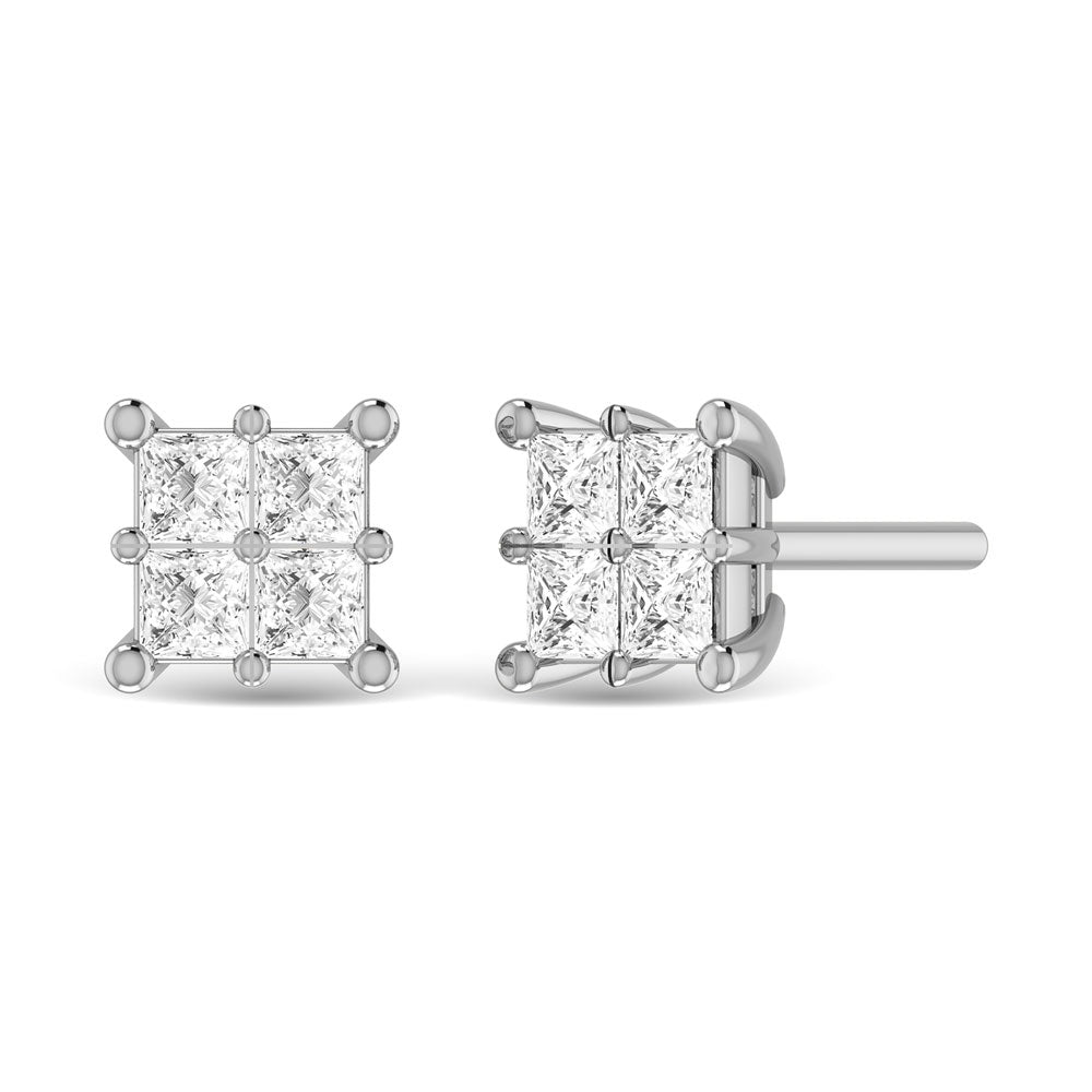 Diamond 1/6 Ct.Tw. Princess Cut Fashion Earrings in 14K White Gold