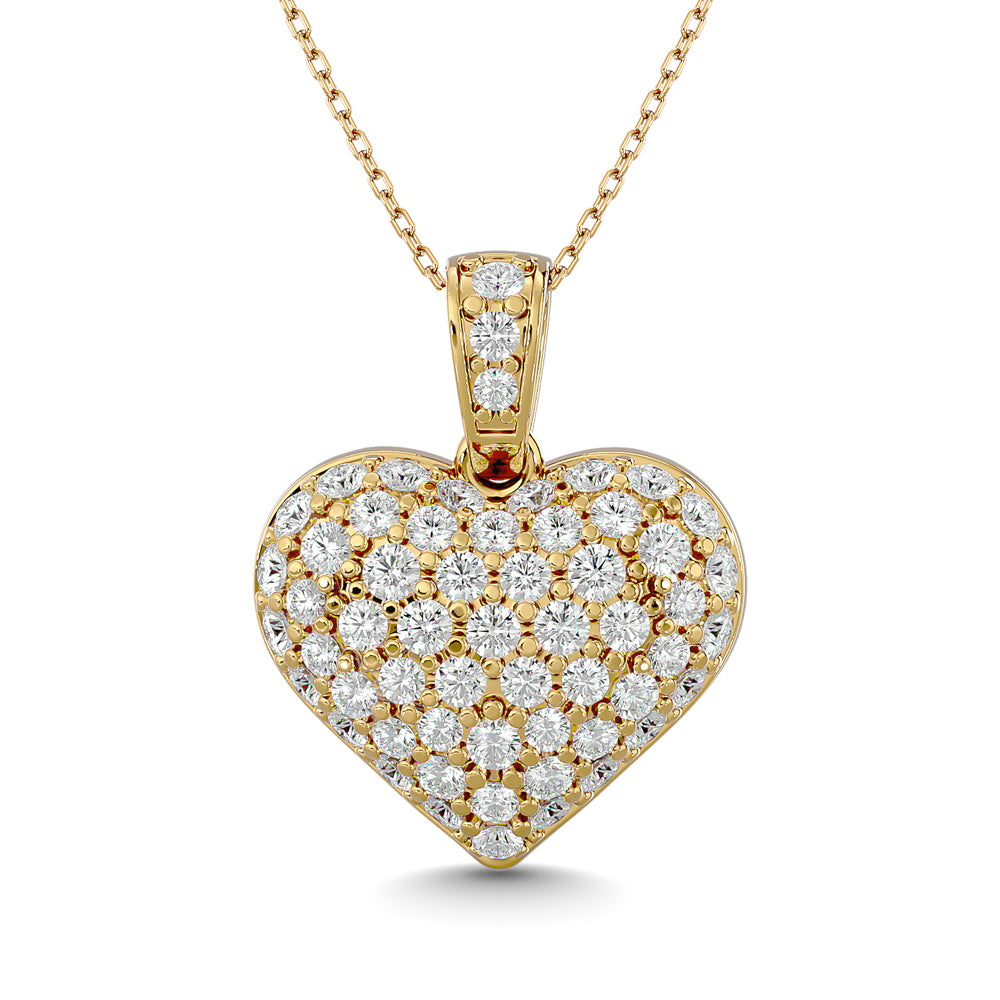 Diamond 1 1/2 ct tw Heart Pendant in 10K Yellow Gold