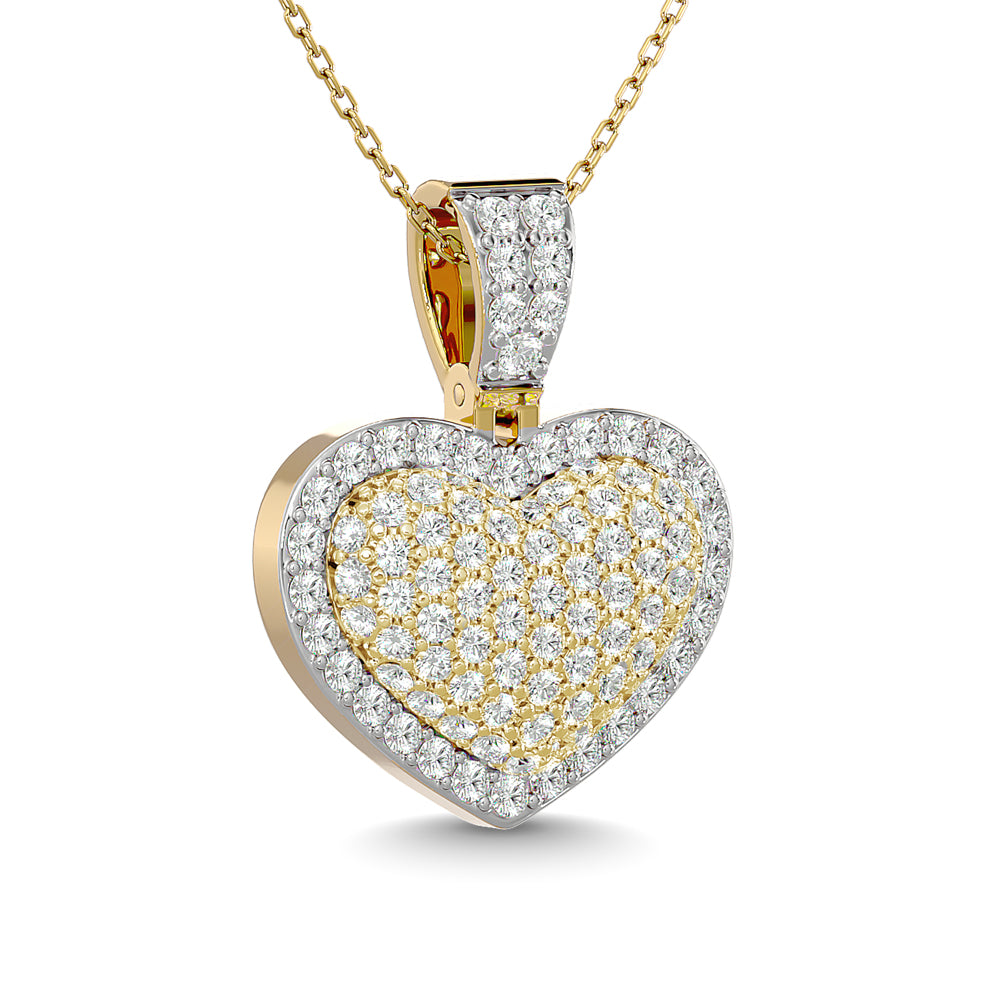 Diamond 1 1/2 ct tw Heart Pendant in 10K Yellow Gold With White Gold Touch