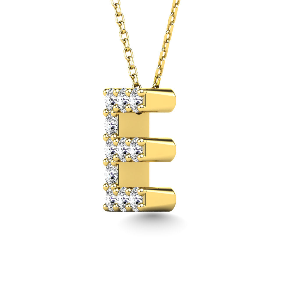 Diamond 1/10 Ct.Tw. Letter E Pendant in 14K Yellow Gold"