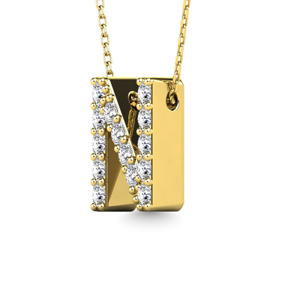 Diamond 1/6 Ct.Tw. Letter N Pendant in 14K Yellow Gold"