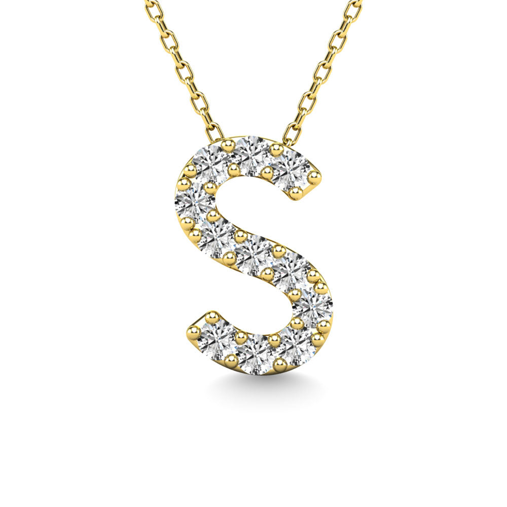 Diamond 1/10 Ct.Tw. Letter S Pendant in 14K Yellow Gold"