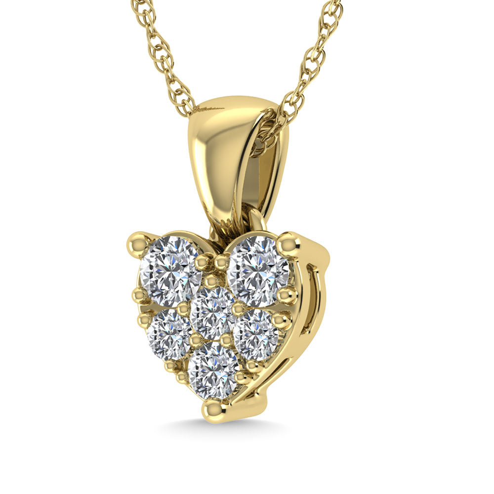 Diamond 1/6 Ct.Tw. Heart Pendant in 10K Yellow Gold