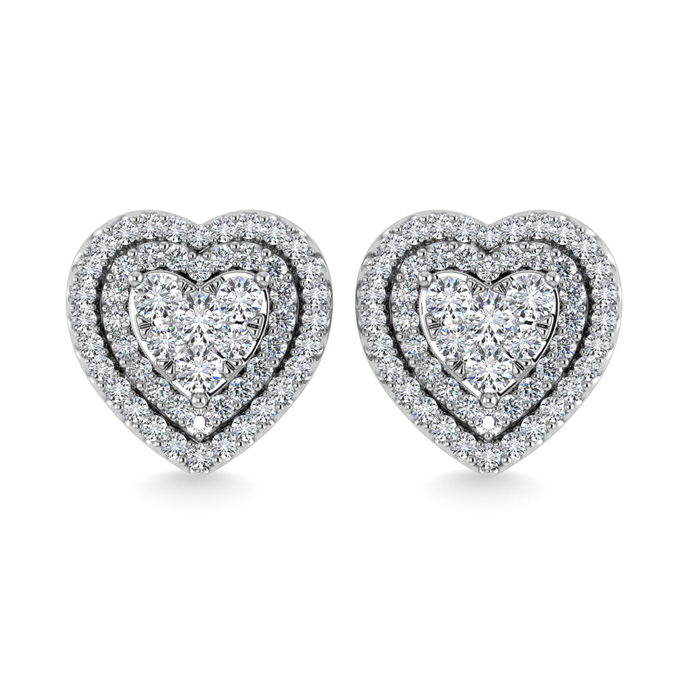 Diamond 7/8 Ct.Tw. Heart Earrings in 10K White Gold