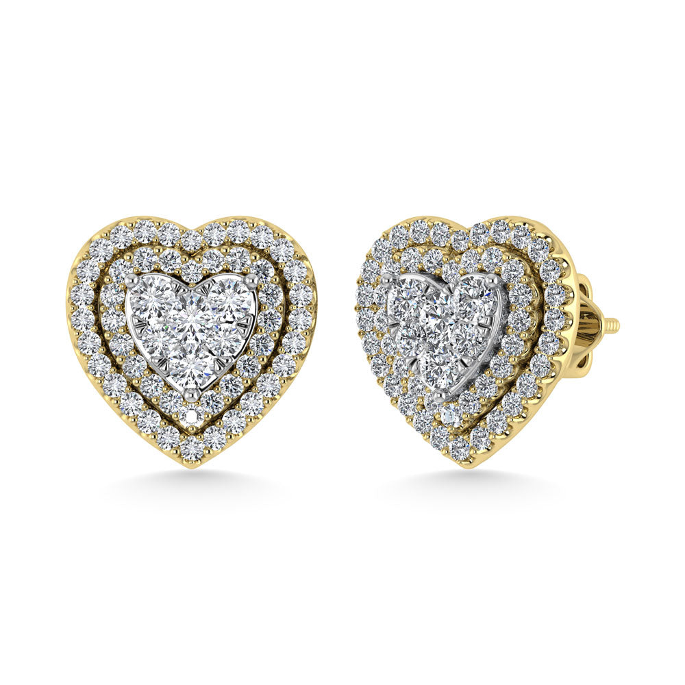 Diamond 7/8 Ct.Tw. Heart Earrings in 10K Yellow Gold