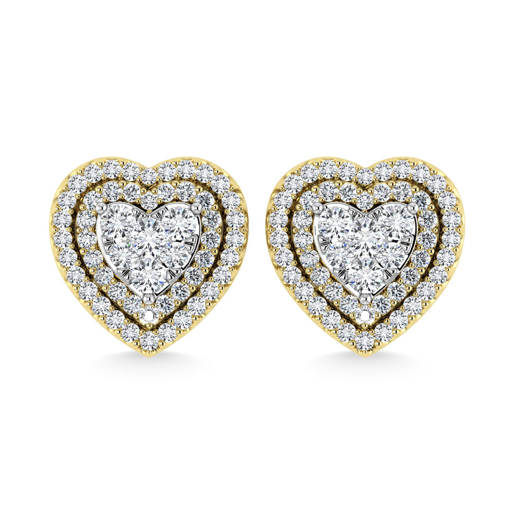 Diamond 7/8 Ct.Tw. Heart Earrings in 10K Yellow Gold