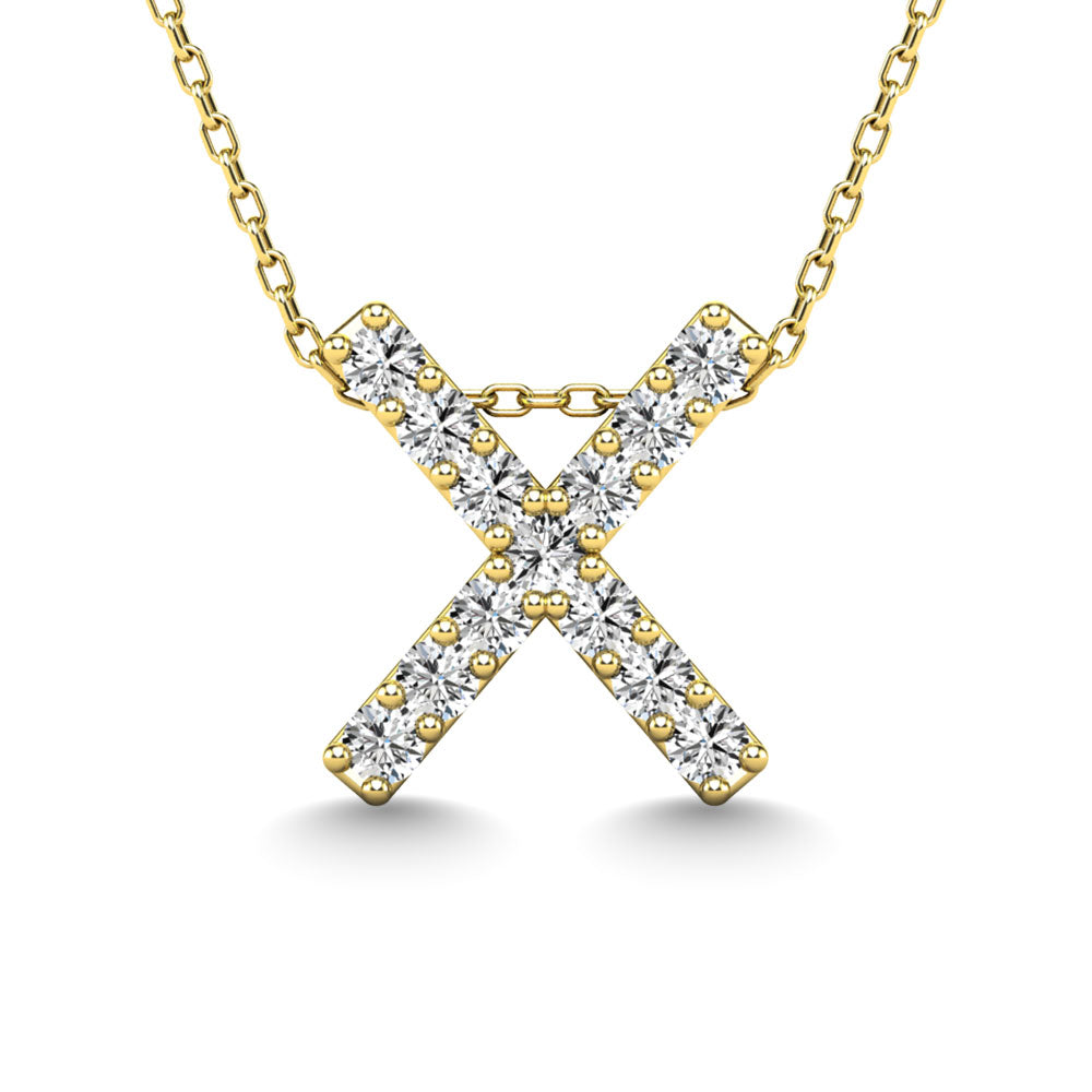 Diamond 1/8 Ct.Tw. Letter X Pendant in 14K Yellow Gold"