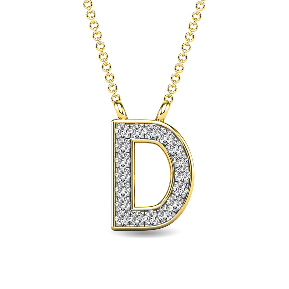 Diamond 1/20 Ct.Tw. Letter D Pendant in 10K Yellow Gold