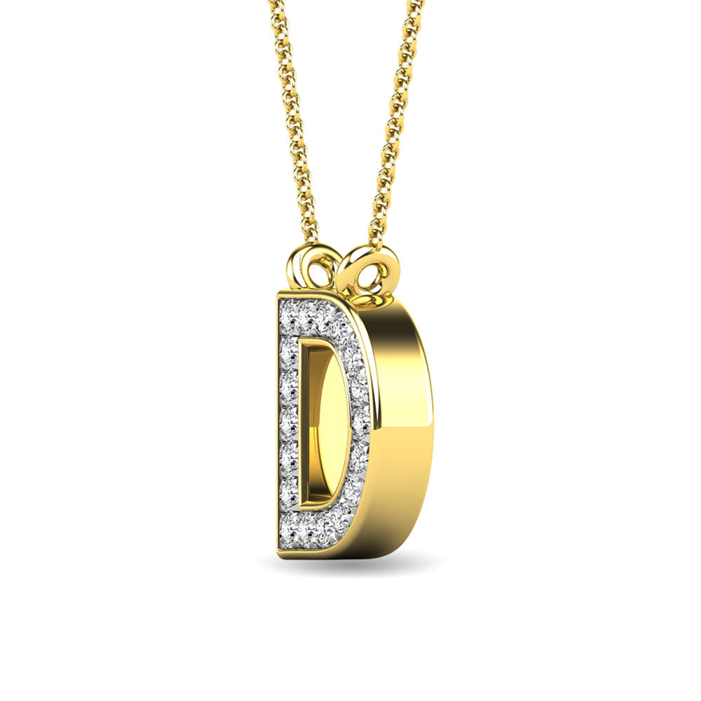 Diamond 1/20 Ct.Tw. Letter D Pendant in 10K Yellow Gold