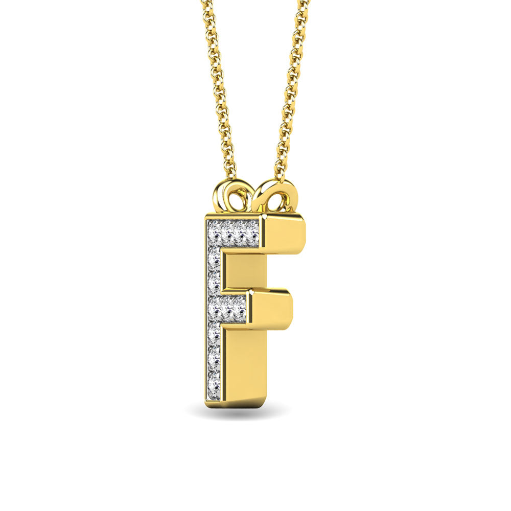 Diamond 1/20 Ct.Tw. Letter F Pendant in 10K Yellow Gold