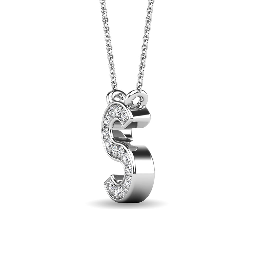 Diamond 1/20 Ct.Tw. Letter S Pendant in 10K White Gold