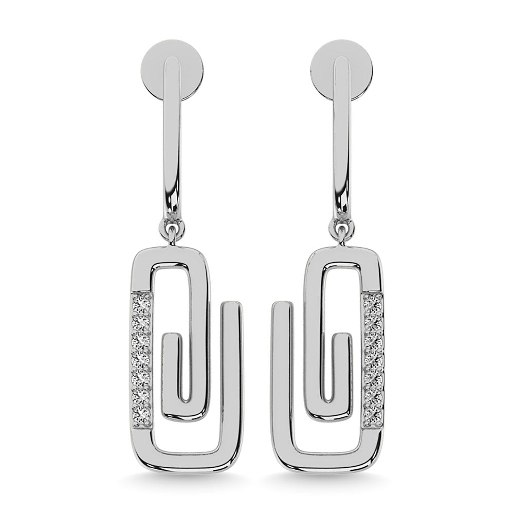 Diamond 1/10 Ct.Tw. Paper Clip Earrings in 925 Silver