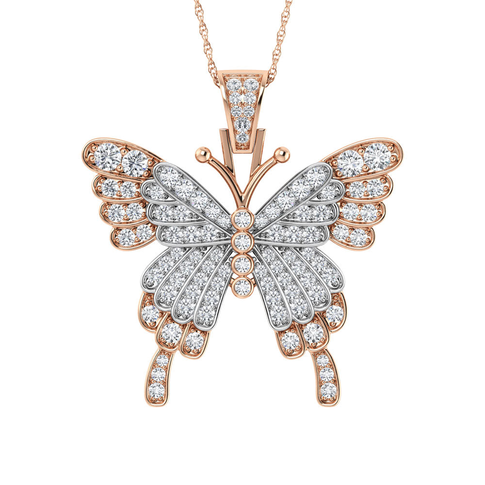 Diamond 5/8 Ct.Tw. Butterfly Pendant in 10K Two Tone