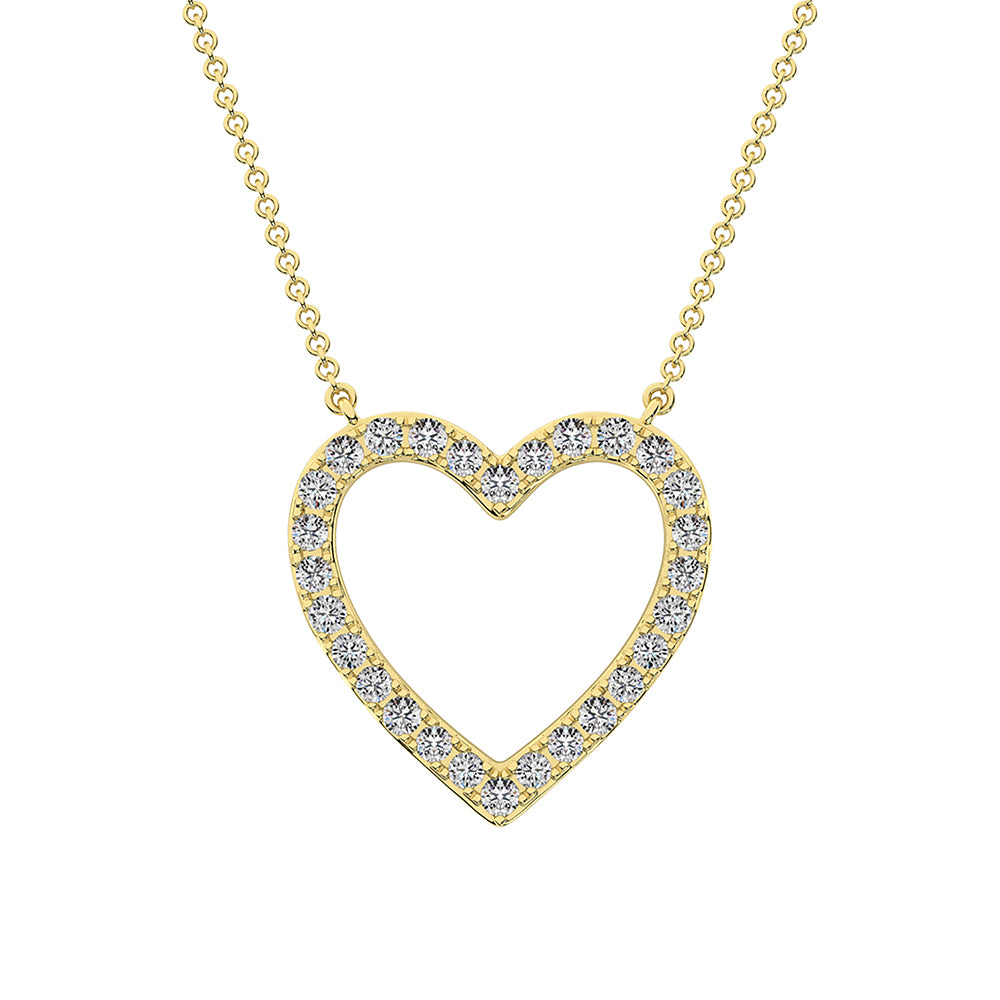 10K Yellow Gold 1/4 Ct.Tw. Diamond Heart Necklace