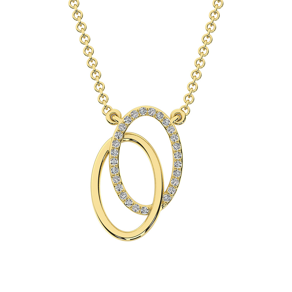 10K Yellow Gold 1/10 Ct.Tw. Diamond Duel Oval Pendant