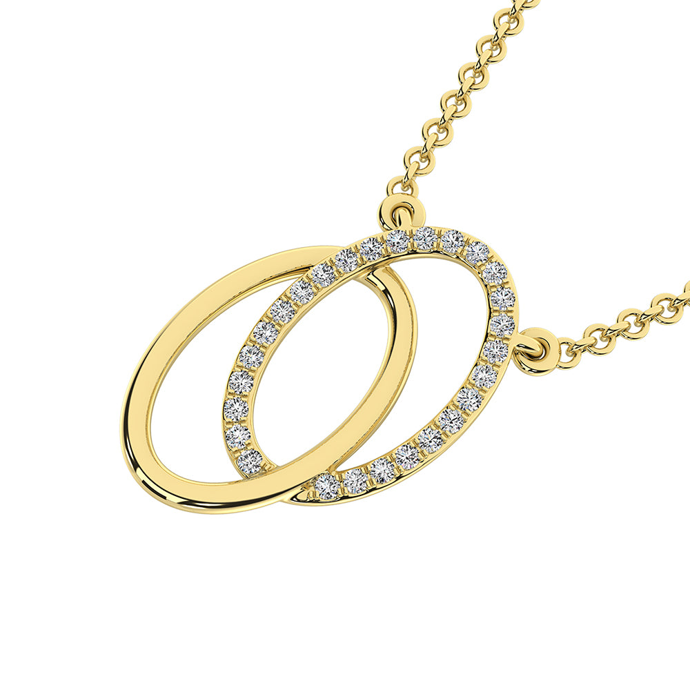 10K Yellow Gold 1/10 Ct.Tw. Diamond Duel Oval Pendant