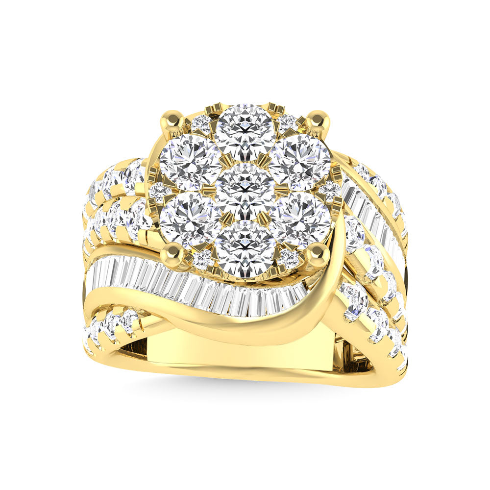 Diamond 4 Ct.Tw. Cluster Engagement Ring in 10K Yellow Gold