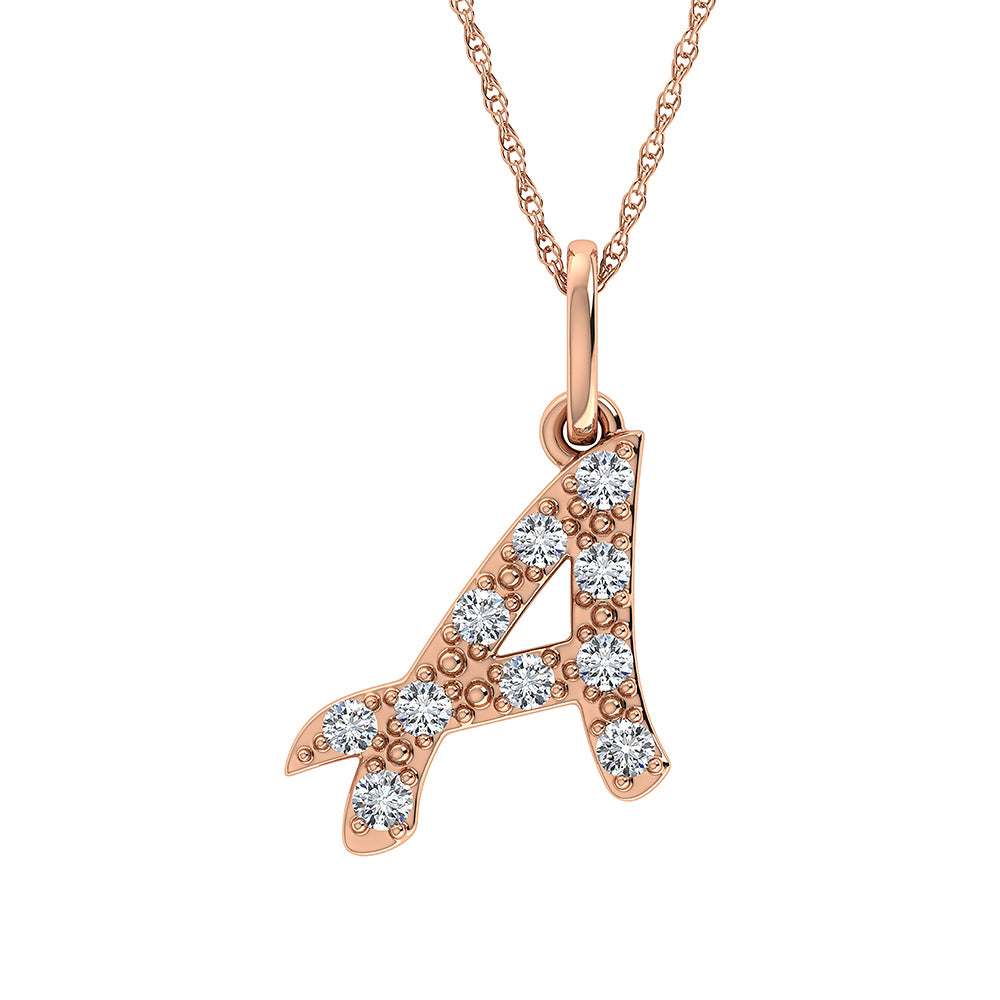 Diamond 1/8 Ct.Tw. Letter A Pendant in 10K Yellow Gold