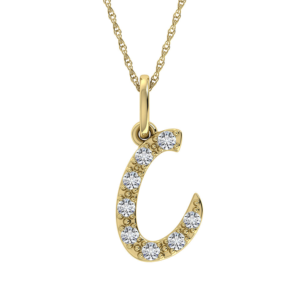 Diamond 1/8 Ct.Tw. Letter C Pendant in 10K Yellow Gold