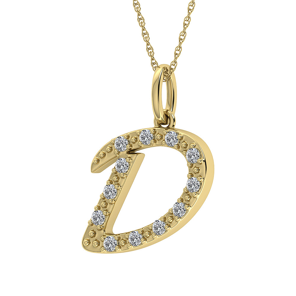 Diamond 1/8 Ct.Tw. Letter D Pendant in 10K Yellow Gold